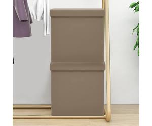 vidaXL Taburetes de almacenaje plegables 2 uds capuchino PVC