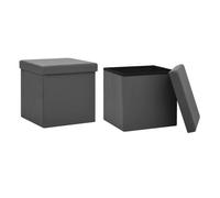 Vidaxl taburetes de almacenaje plegables 2 uds gris pvc