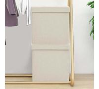 vidaXL Taburetes de almacenaje plegables 2 uds lino sintético crema