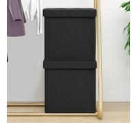 vidaXL Taburetes de almacenaje plegables 2 uds lino sintético negro