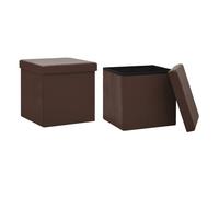 vidaXL Taburetes de almacenaje plegables 2 uds marrón PVC