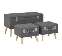 vidaXL Taburetes de almacenamiento 3 piezas de tela en color Marrón/Beige/Gris | cómodas modernas ergonómicas para comedor cocina salón hogar