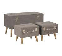 vidaXL Taburetes de almacenamiento 3 piezas terciopelo gris