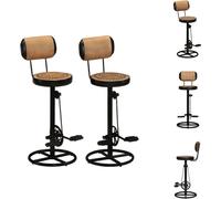 vidaXL Taburetes de bar con estampado de lona, 2 unidades, color marrón y , tapizados en cuero de cabra