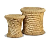 vidaXL Set de 2 taburetes bambú y yute