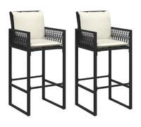 vidaXL Taburetes de exterior, jardín y cocina con cojines, ratán sintético negro – 2 uds