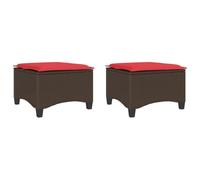 vidaXL Taburetes de jardín con cojines 2 uds marrón 55x55x36 cm