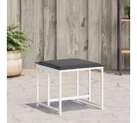vidaXL Taburetes de jardín con cojines 4 uds acero y textilene blanco