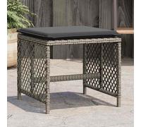 vidaXL Taburetes de jardín con cojines 4 uds ratán PE gris 41x41x36 cm