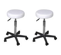 vidaXL Taburetes de oficina 2 uds – Cuero sintético, ergonómico, 35.5x98 cm – Blanco