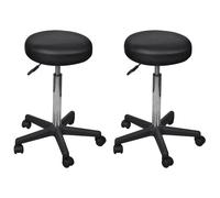 vidaXL 2X Taburetes de Oficina de Cuero Sintético Mobiliario Muebles Decoración Casa Hogar Diseño Estético Ergonómico Duraderos Negro 35.5x98cm