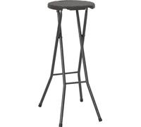 vidaXL Taburetes plegables para bar, 2 unidades, de polietileno de alta densidad (HDPE) y acero, color marrón, con aspecto de ratán