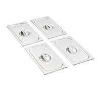 vidaXL Tapas para bandejas Gastronorm 1/3 acero inoxidable 4 unidades