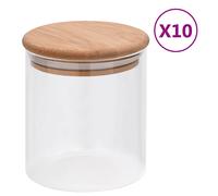 vidaXL Tarros de almacenaje con tapa de bambú 10 unidades 600 ml