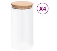 vidaXL Tarros de almacenaje con tapa de bambú 4 unidades 1200 ml