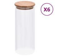 vidaXL Tarros de almacenaje con tapa de bambú 6 unidades 1000 ml