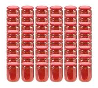 vidaXL Tarros de mermelada de vidrio con tapa roja 48 unidades 230 ml