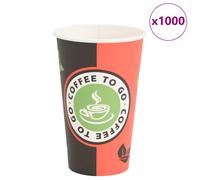 vidaXL Tazas de café de papel 1000 uds 16oz 400ml rojo y negro