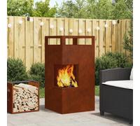 vidaXL Tazón de fuego Marrón 50 x 50 x 100 cm Acero autopatinable