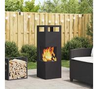 vidaXL Tazón de fuego Negro 35 x 35 x 100 cm Acero autopatinable