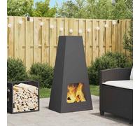 vidaXL Tazón de fuego Negro 50 x 35 x 100 cm Acero oxidado