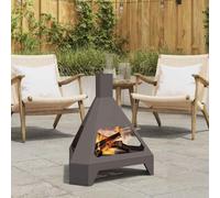 vidaXL Tazón de fuego Negro 50 x 43 x 52 cm Acero oxidado