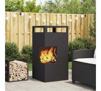 vidaXL Tazón de fuego Negro 50 x 50 x 100 cm Acero autopatinable