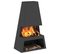 vidaXL Tazón de Fuego Negro 60 x 35 x 100 cm Acero autopatinable | Hecha para resistir el aire libre, Materiales que no se oxidan, así que durará mucho,
