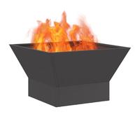 vidaXL Tazón de Fuego Negro 60 x 60 x 35 cm Acero Oxidado | Este fogón ligero se puede mover fácilmente, perfecto para reuniones en casa o eventos al aire libre,