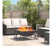vidaXL Hoguera Negro 80 x 80 x 40 cm Acero, Hogar de Fuego Moderno para Exteriores, Cuadrado, Acero, Resistente al óxido, Ideal para reuniones y Calentar