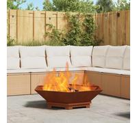 vidaXL Hoguera 100 x 100 x 28 cm – Acero autopatinable, portátil, resistente a la corrosión, Marrón