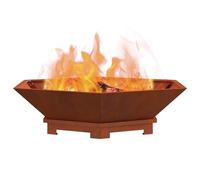 vidaXL Hoguera 100 x 100 x 28 cm – Acero autopatinable, portátil, resistente a la corrosión, Marrón