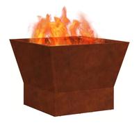 vidaXL Hoguera Marrón 40 x 40 x 35 cm Acero autopatinable, Fogata Moderna, Diseño Cuadrado de Acero para Jardín y Terraza, Calefactor Exterior Duradero, Set de Patio y Chimenea para Jardines