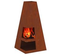 vidaXL Hoguera Marrón 50 x 50 x 100 cm Acero autopatinable, Cocina al Aire Libre con Estufa portátil, Moderna y Duradera, Genial para campamentos, BBQ, Senderismo