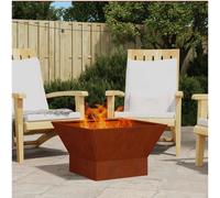 vidaXL Hoguera cuadrada Marrón 60x60x35 cm Acero autopatinable para jardín y terraza