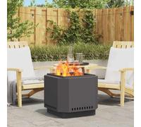 vidaXL Hoguera sin humo 58 x 58 x 51 cm Negro – Acero laminado en frío, resistente para patio