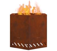 vidaXL Hoguera sin humo Hexagonal 58x58x51 cm Acero autopatinable portátil fácil de montar Marrón