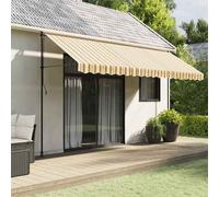 vidaXL Tela de cenefa de toldo de repuesto rayas amarillo y gris 450 cm