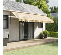 vidaXL Tela de cenefa de toldo de repuesto rayas amarillo y gris 480x20 cm