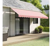 vidaXL Tela de cenefa de toldo de repuesto rayas rojo y blanco 4,5 m