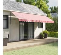 vidaXL Tela de cenefa de toldo de repuesto rayas rojo y blanco 480x20 cm