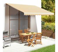 vidaXL Tela de repuesto para toldo amarillo y blanco 380x345 cm poliéster