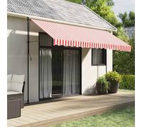 vidaXL Tela de repuesto para toldo rojo y blanco 380x345 cm poliéster