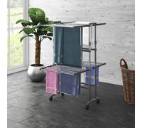 vidaXL Tendedero de 2 niveles con ruedas plateado 60x70x106 cm