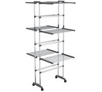 vidaXL Tendedero de con Ruedas Plateado Torre Vertical Plegable Dimensiones 60x70x106 cm (2 niveles), 60x70x129 cm (3 niveles)