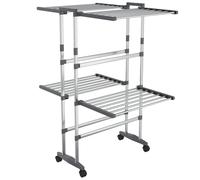 vidaXL Tendedero de con Ruedas Plateado Torre Vertical Plegable Dimensiones 60x70x106 cm (2 niveles), 60x70x129 cm (3 niveles)