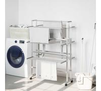 vidaXL Tendedero para ropa con ruedas aluminio 89x64x129 cm