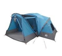 vidaXL Tienda de campaña con mosca impermeable para 10 personas, color azul, moderna tienda de campaña para 10 personas, amplio refugio al aire libre, equipo resistente a la intemperie, familia