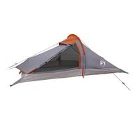 vidaXL Tienda de campaña para 2 personas, color gris y naranja, moderna, ligera, refugio portátil, equipo compacto para camping, resistente al clima, fácil de montar