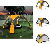 vidaXL Tienda de campaña para fiestas con luces LED y 4 paredes laterales, 3,6x3,6x2,3 m, color amarillo - Toldos y tiendas de campaña para fiestas